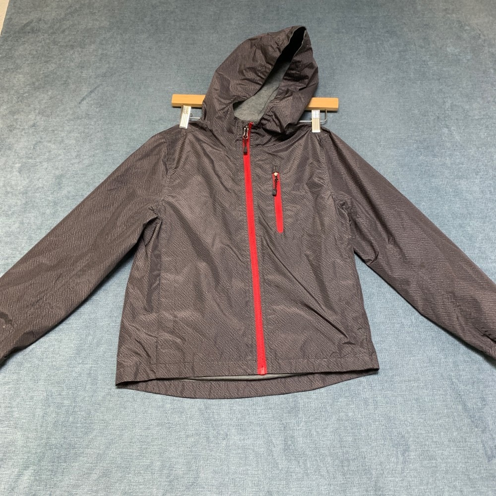 Hawke & Co Windbreaker Jacket Womens 8 Gray Hooded Full Zip Long Sleeve Hiking